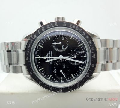 Swiss Grade 1 Omega Speedmaster 7750 Stainless Steel Black Bezel Watch